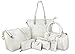 Hoxis Pack of 7 Bags Women Multi-purpose Classic Design Purse Leatherette Shoulder Handbag(Beige)