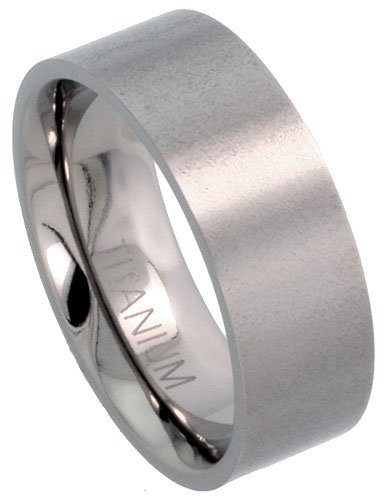 Titanium 8 mm (5/16) Satin finish Comfort Fit Flat Band