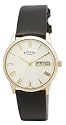 Rotary Gents Gold Plated Round White Dial Leather Strap Watch GS02324/32