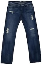Hot Sale 7 For All Mankind Men's Slimmy Slim Straight Leg Jean in Mosby Creek Destroyed, Mosby Creek Destroyed, 31