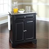 Crosley Furniture LaFayette Stainless Steel Top Black Kitchen Island