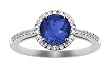 10k White Gold, September Birthstone, Lab Created Sapphire and Diamond Ring