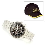 Invicta II Men\'s Quartz Chronograph Tachymeter Stainless Steel Watch w/ Hat