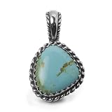 Sterling Silver Kingman Turquoise Freeform Rope Pendant Enhancer