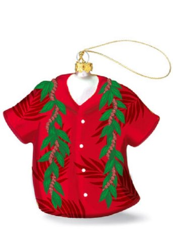 Island Heritage Lei Aloha Shirt Collectible Glass Ornament