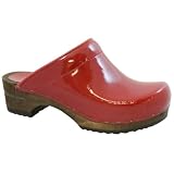 FACTORY 2ND - Sanita Wood Red Patent Open Back Clogs