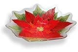 Peggy Karr 17-Inch Glass Red Poinsettia Flower Bowl