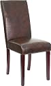 Dark Brown Vinyl Upholstered Parsons Chair [BT-350-DKBRN-VINYL-GG]