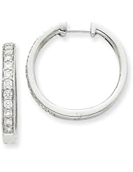 14k White Gold Diamond Hoop Earrings. Carat Wt- 0.75ct. Metal Wt- 7.03g