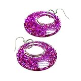 Pink Glittery Hoop Earrings