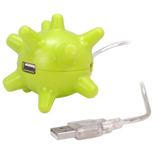 Green Rubber Spikey Tentacle 3-port USB Hub