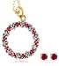 Yellow Gold Overlay Sterling Silver Open Circle Ruby Pendant w/ Stud Earrings