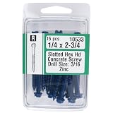 Slotted Hex Head Concrete Screw, 1/4 x 2 3/4