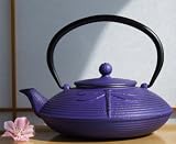 Cast Iron Purple Dragonfly tea pot kettle 0.8 litre Japanese Tetsubin style  from Gifts Of The Orient