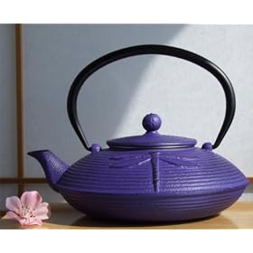 Cast Iron Purple Dragonfly tea pot kettle 0.8 litre Japanese Tetsubin style