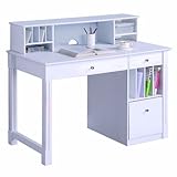WE Furniture Deluxe Solid Wood Desk w/ Hutch - White