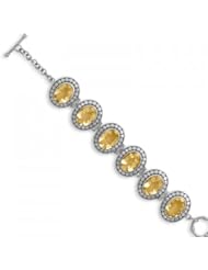 MMA Silver - 6.5 inch+1.5 inch Oval Citrine Bracelet