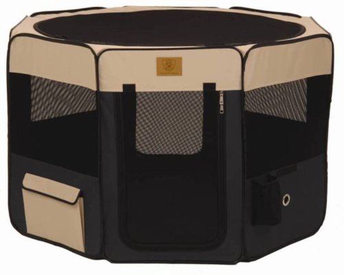 Precision Pet Soft Side Play Yard, Navy/Tan, Small