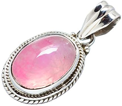Ana Silver Co Pink Rainbow Moonstone 925 Sterling Silver Pendant 1"