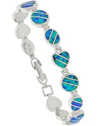 Sterling Silver Synthetic Opal Bracelet, 7 1/4 inch long