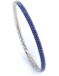 Sterling Silver Cubic Zirconium Silver with Blue Bangle