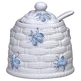 Blue Bees Covered Honey Pot