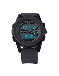 OHSEN YI-AD1215-5 LCD Lady Mens Dual Time Date Digital Sport Quartz Watch Gray
