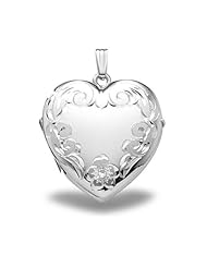 Sterling Silver Heart Four Photo Locket 1-1/4 inch x 1-1/4 inch Solid Sterling Silver