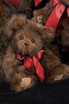 Baby Heartford Bearington Valentine's Day Stuffed Animal Gift 10.5" Traditional Brown Teddy Bear with Red Satin Bow By Bearington Collection