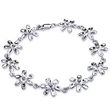 Sterling Silver Diamond Cut Flower Bracelet 7