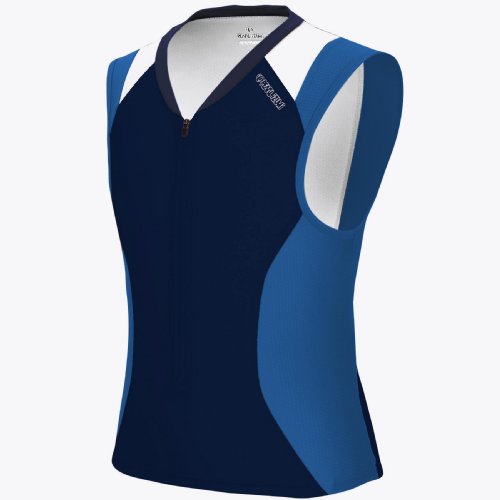 Pearl iZUMi Men's Elite Sleeveless Triathlon Tri Jersey,Midnight Blue,X-Large