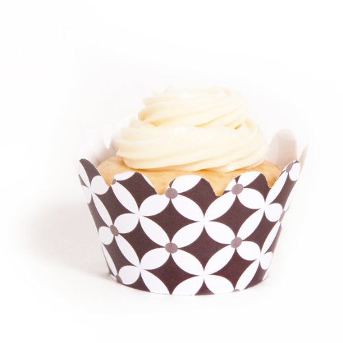 Dress My Cupcake Mini Brown Diamonds Cupcake Wrappers, Set of 18
