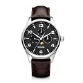 Golana - CL200-2 - Classic Moon Phase - Montre Homme - Quartz Analogique - Cadran Gris - Bracelet Cuir Marron