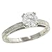Ladies 2mm Scroll Engraved Vintage Flyer Fit Solitaire Engagement Ring with Bead Set Diamond Head Diamond .10cttw Gh/vs2 Si1
