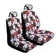 Set of 2 Universal-fit Hawaiian Low Back Front Bucket Seat Cover with Separate Headrest Cover for Seats - Red Hawaii Hibiscus Floral Print