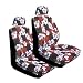 Set of 2 Universal-fit Hawaiian Low Back Front Bucket Seat Cover with Separate Headrest Cover for Seats - Red Hawaii Hibiscus Floral Print