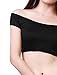 Allegra K Women Off Shoulder Short Sleeves Slim Fit Crop Tube Top Black S