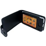 igadgitz echtes Leder Tasche Etui Schutzh�lle Case H�lle aufklappbar in Schwarz f�r Creative Zen X-Fi 2 8gb 16gb & 32gb