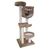 66" Bed, Cave and Cradle Cat Tree Parts Color: Tan, Poles Color: Brown