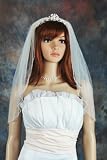 1 Tier White Shoulder Length Pearl Beaded Edge Wedding Veil