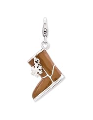 Sterling Silver Enameled 3-d Snow Boot W/lobster Clasp Charm, Best Quality Free Gift Box Satisfaction Guaranteed