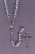 First Communion Sterling Silver Rosary with 5mm Clear Beads - MADE IN ITALY
