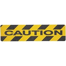 Brady 6" Height, 24" Width, B-916 Grit-Coated Polyester Tape, Black On Yellow Color Anti-Skid Tape Hazard Marking Diecut Cleats, Legend "Caution" (Pack Of 24)