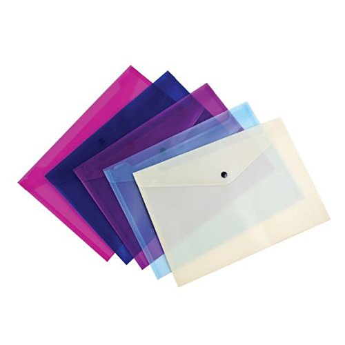 SnopakeA4 Polyfile Lite Popper Wallet – Lite Assorted [Pack of 5] Ref: 15411