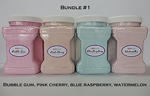 Commercial Bundle, Large: Offering a choice of 3 different bundles with 4 gourmet cotton candy sugars in each bundle. Each container has 64 ounces with a bundle total of 250 ounces. (Bundle 1)