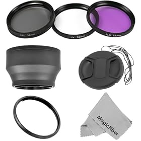 Essential Kit for CANON PowerShot SX40 HS (SX30 SX20) IS - Includes: Lens Conversion Adapter + Filter Kit (UV, Polarizer, Fluorescent) + Soft Rubber Lens Hood + Center Pinch Lens Cap + MagicFiber Microfiber Lens Cleaning Cloth