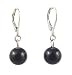 Earrings - E124 - Glass Pearl Drops (10 mm) hung on Silver Tone Leverbacks ~ Black