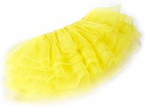 Aoneitem Girls Ruffle Organza Tiered Pettiskirt Tutu Micro Mini Skirt (Yellow)