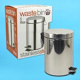 STAINLESS Steel STEP OPEN pedal TRASH CAN waste basket by Four Seasons General Merhandise