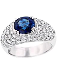Domed Pave Diamond(1.62ct) & Blue Sapphire(2.59ct) Rg
